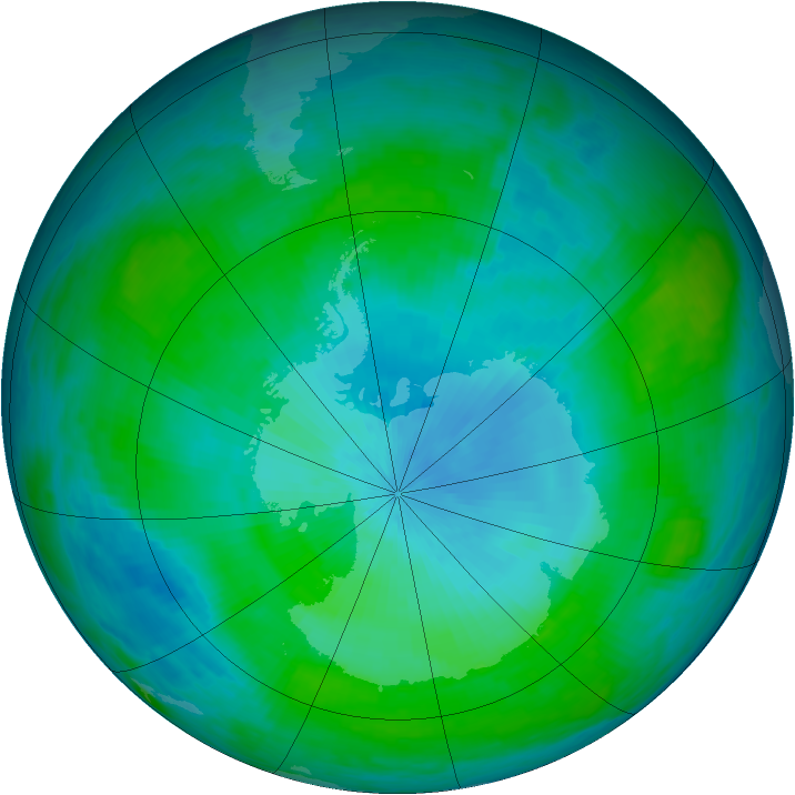 Antarctic ozone map for 17 February 1985